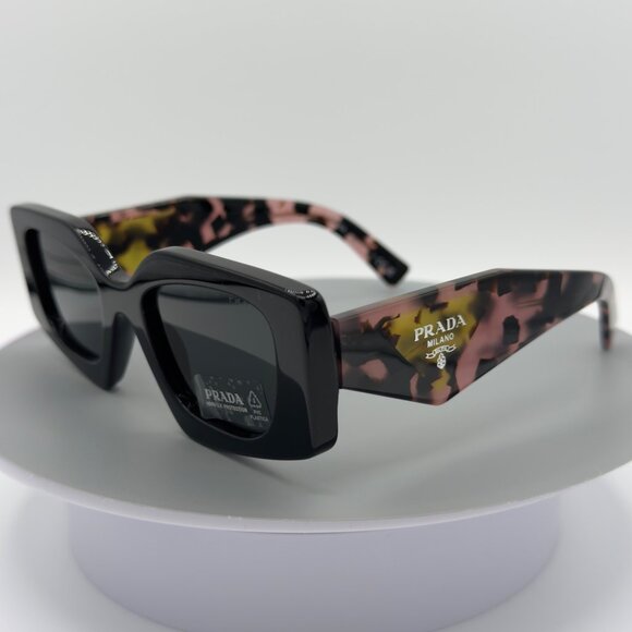 Prada SPR 15Y Sunglasses 1AB-5S0 Black Pink Havana Gray Lenses 51mm 21 140 READ - Picture 2 of 14
